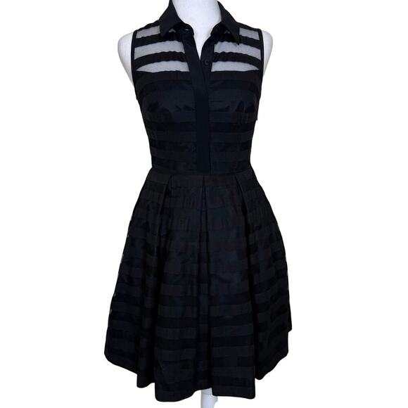 Trina Turk Ashley Shirtdress Size 0 fit & flare buttoned sheer stripe tulle EUC - Picture 1 of 9